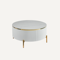 Ronde Salontafel Aqua – Keramisch Marmerlook Goud Accent