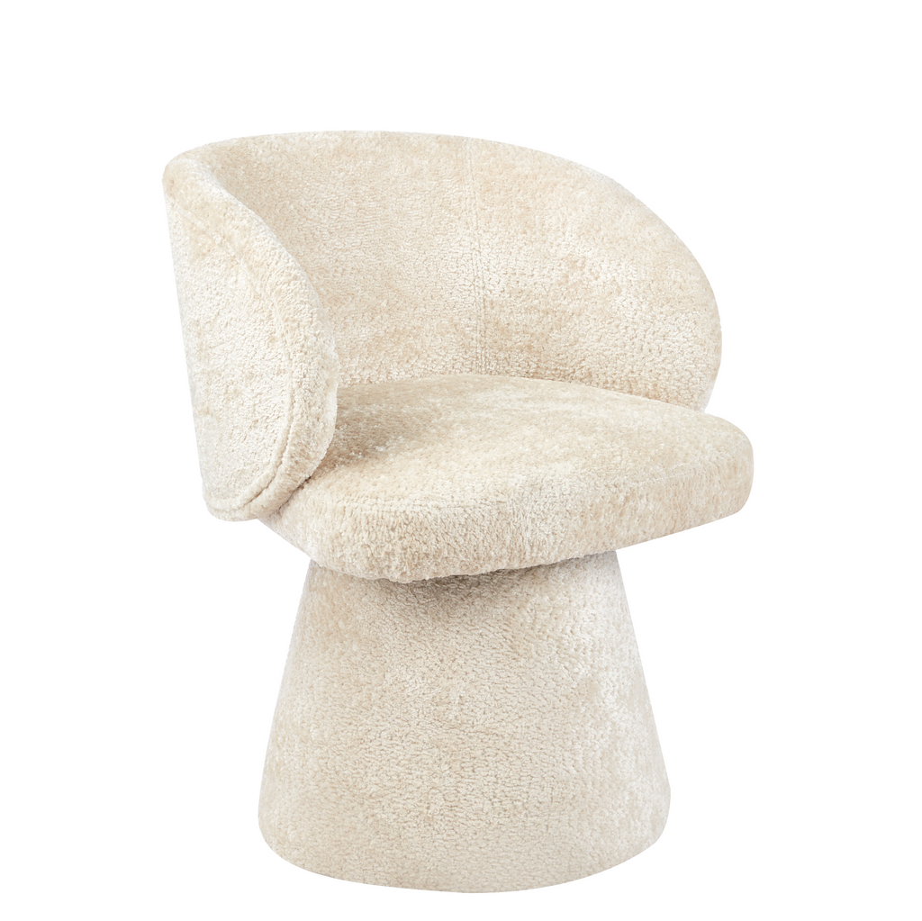 Aleni | Bouclé Draaistoel in Sculpturale Vorm