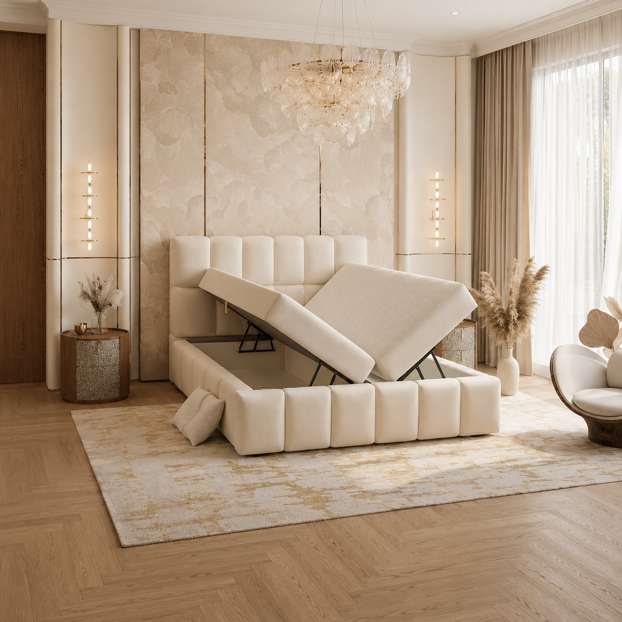 Lit Victoria Boxspring avec Rangement Matelas