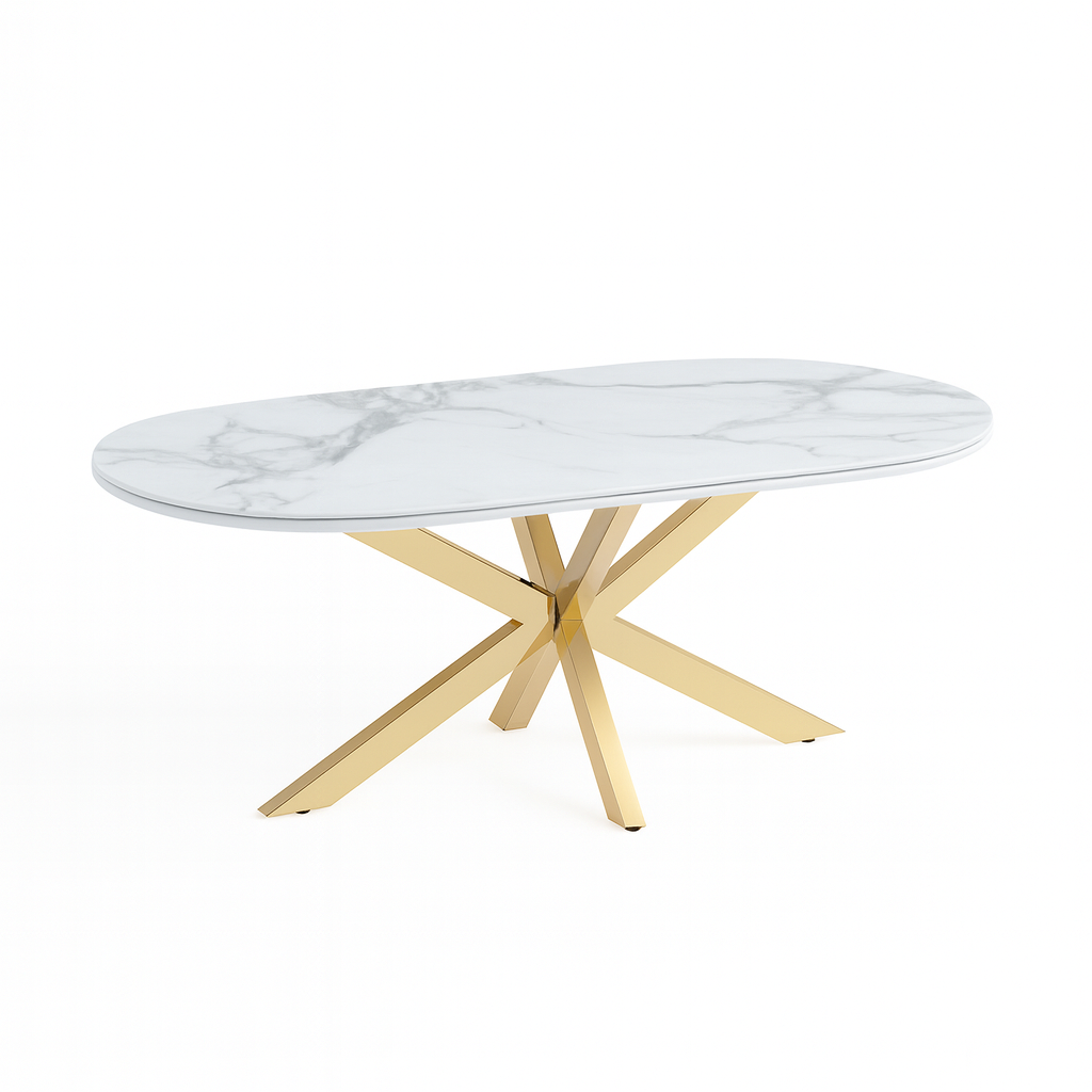 Cavallo – Keramische salontafel met marmerlook en RVS onderstel