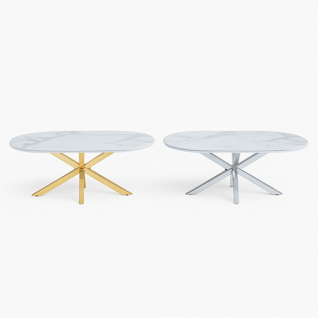 Cavallo – Keramische salontafel met marmerlook en RVS onderstel