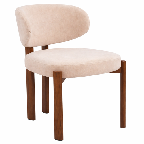 Avelin Eetkamerstoel – Zachte Elegantie met Warme Houten Basis