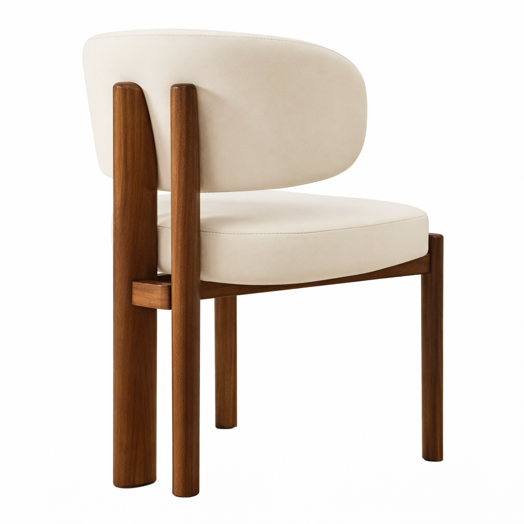 Avelin Eetkamerstoel – Zachte Elegantie met Warme Houten Basis