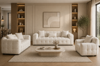 3-delige Luxe Bankenset in Crèmekleur – Elegant Comfort voor het Hele Gezin
