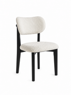 Retro Designstoel – Bouclé Stof Houten Onderstel