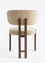 Niva - Velvet cream Stoffen Eetkamerstoel met Massief Houten Frame