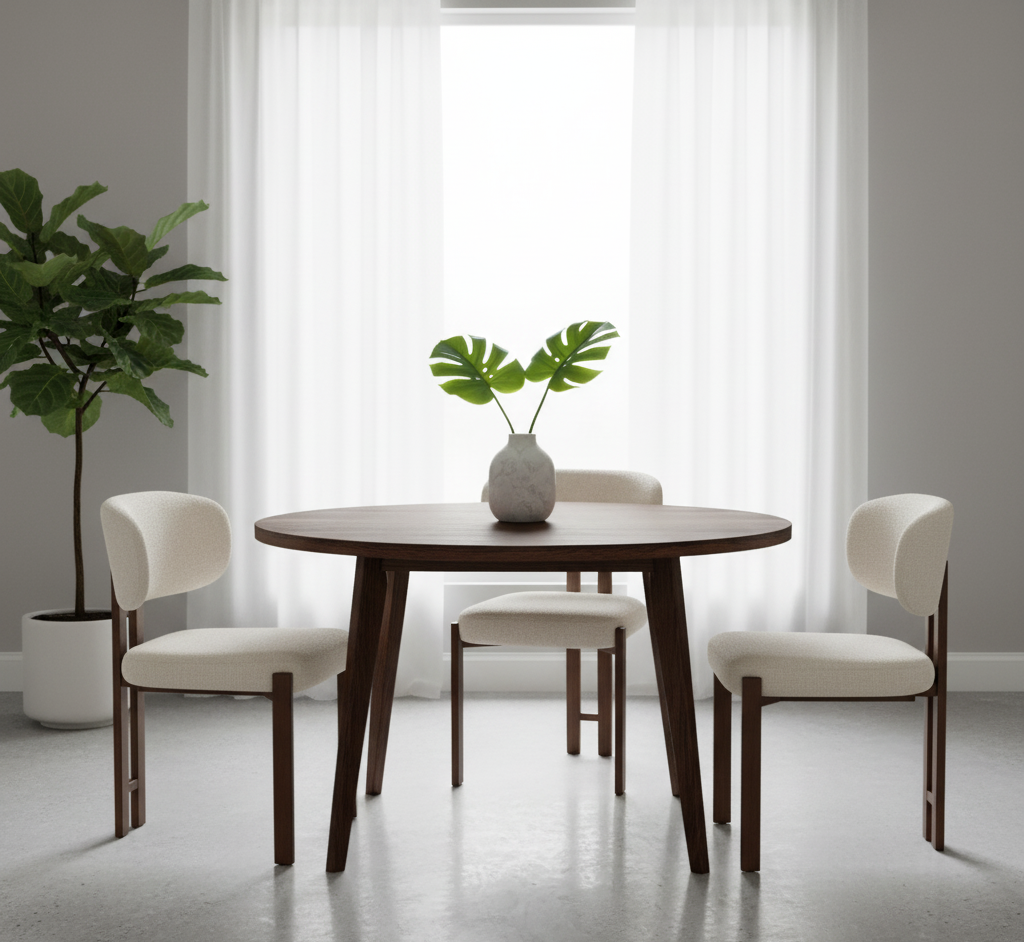 Niva - Velvet cream Stoffen Eetkamerstoel met Massief Houten Frame