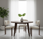 Niva - Velvet cream Stoffen Eetkamerstoel met Massief Houten Frame