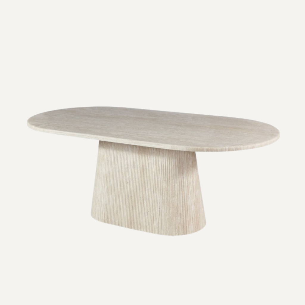 KENNEDY cream eettafel DT-1786 180CM BEIGE/TRAVERTIN TOP