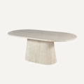 KENNEDY cream eettafel DT-1786 180CM BEIGE/TRAVERTIN TOP