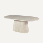 KENNEDY cream eettafel DT-1786 180CM BEIGE/TRAVERTIN TOP