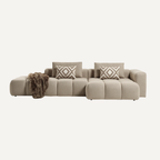Paris Modulaire Lounge Sofa – 330 x 62 x 150 cm – Beige Structuurstof met Blokdesign