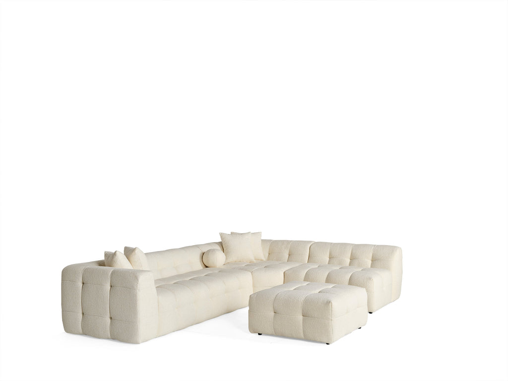 Amsterdam Hoekbank – 290 x 275 cm – Crèmekleurige Bouclé Luxe