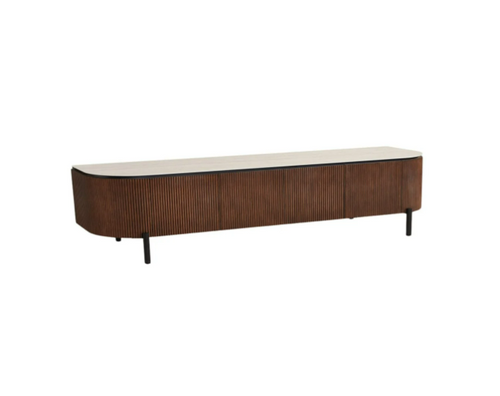 Aqua TT Brown – TV-Meubel 200x50x55 cm – Beige Keramisch Blad