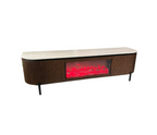 Aqua TT Brown – TV-Meubel met Haard 200x50x55 cm – Beige Keramisch Blad