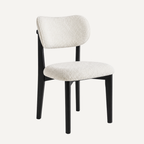 Retro Designstoel – Bouclé Stof Houten Onderstel