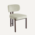 Niva - Velvet cream Stoffen Eetkamerstoel met Massief Houten Frame
